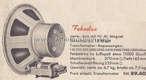 Fehodux P ; Fischer & Hartmann; (ID = 1440665) Lautspr.-K