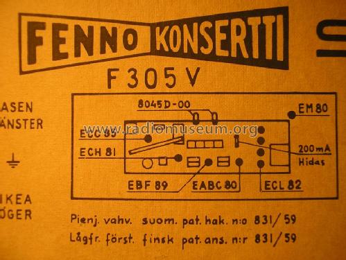 Konsertti-Stereo F305V; Fenno, Helsinki - (ID = 1429743) Radio