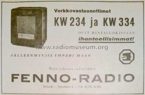 KW 334; Fenno, Helsinki - (ID = 1778713) Radio