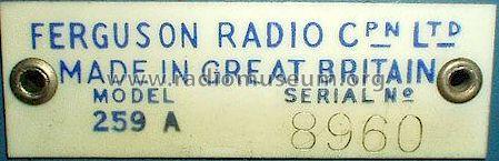 259A; Ferguson Brand, (ID = 203387) Radio