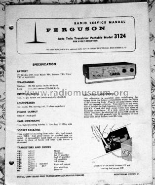 Auto Twin 3124; Ferguson Brand, (ID = 2901805) Radio