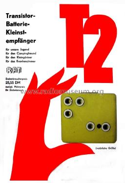 Transistor-Batterie-Kleinstempfänger T2; Fernmelde-Anlagenbau (ID = 1518189) Galena