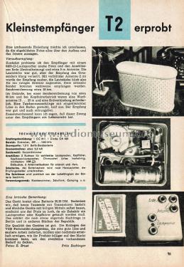 Transistor-Batterie-Kleinstempfänger T2; Fernmelde-Anlagenbau (ID = 2609764) Galena
