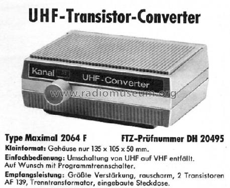 UHF-Transistor-Converter Maximal 2064F; Fernsehtechnik und (ID = 210477) Adattatore