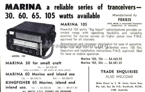 Kingfisher 65, HF, AM Marine Transceiver ; Ferris Bros. Pty Ltd (ID = 2637911) Commercial TRX