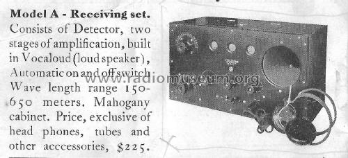 Receiving Set Model A; Firth, John & Co. (ID = 2331071) Radio