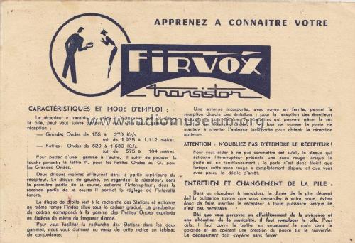 Transistor ; Firvox; Paris (ID = 2038409) Radio