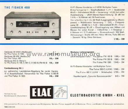 FM Multiplex Receiver 400; Fisher Radio; New (ID = 1592643) Radio