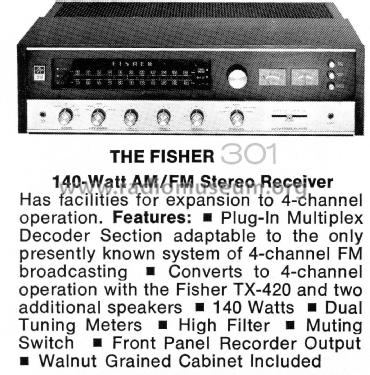 AM-FM Stereo Receiver 301; Fisher Radio; New (ID = 2498253) Radio