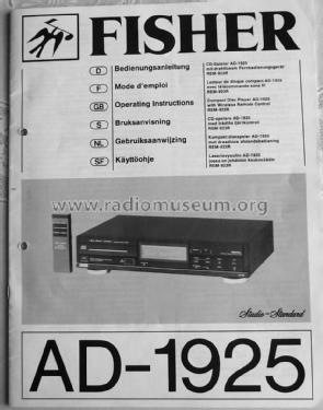 Compact Disc Player AD-1925; Fisher Radio; New (ID = 1346391) Reg-Riprod
