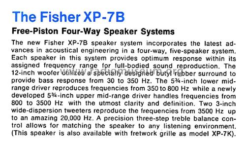 Free-Piston Four-Way Speaker System XP-7B; Fisher Radio; New (ID = 1790758) Speaker-P