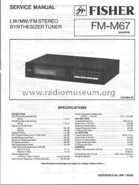 LW/MW/FM Stereo Synthesizer Tuner FM-M67; Fisher Radio; New (ID = 1811050) Radio