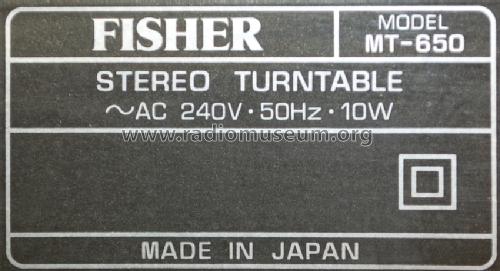 MT-650; Fisher Radio; New (ID = 1351510) R-Player