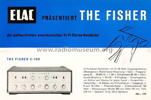 Stereo Master Control Amplifier X-100; Fisher Radio; New (ID = 1592606) Ampl/Mixer