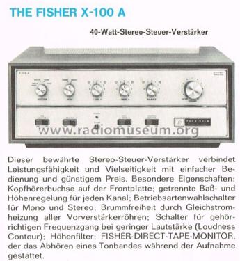 X-100A; Fisher Radio; New (ID = 1860265) Ampl/Mixer