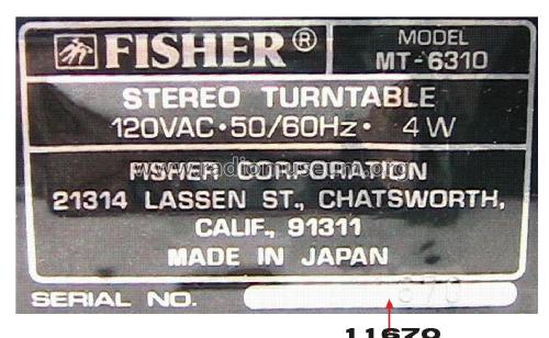 Stereo Turntable MT-6310 ; Fisher Radio; New (ID = 2210358) Reg-Riprod