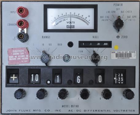 AC/DC Differential Voltmeter 887AB; Fluke, John, Mfg. Co (ID = 1692186) Equipment