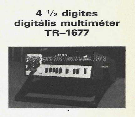Digital Multimeter TR-1677 / DM11; Fok-Gyem Szövetkezet (ID = 2921284) Ausrüstung