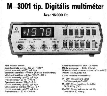 Digital Multimeter M3001/TR-1696; Fok-Gyem Szövetkezet (ID = 589845) Equipment