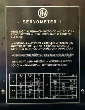 Servometer I Multimeter VAOhm Meter; Fövárosi (ID = 1261127) Equipment