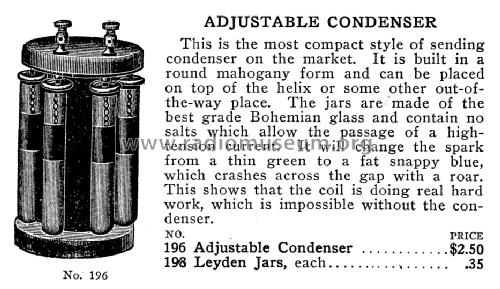 Adjustable Sending Condenser No. 196; Franklin Electric (ID = 1135593) Radio part