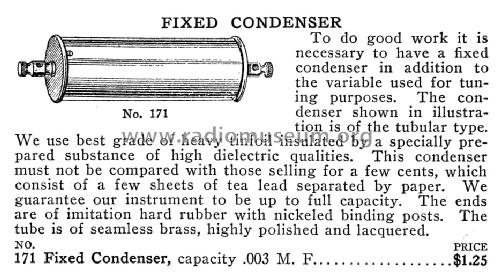 Fixed Condenser No. 171; Franklin Electric (ID = 1135168) Radio part