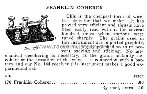 Franklin Coherer No. 170; Franklin Electric (ID = 1134268) Radio part