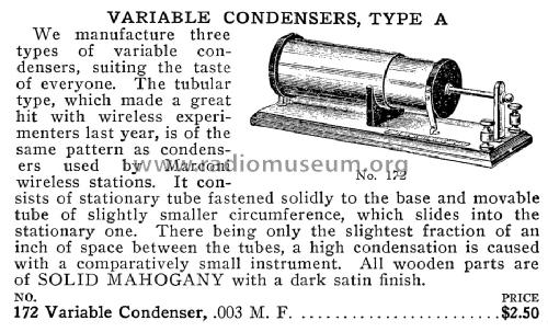 Variable Condenser Type A No. 172; Franklin Electric (ID = 1135193) Radio part