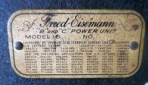 16, 'B' and 'C' Power Unit power unit; Freed-Eisemann Radio (ID = 1750263) Power-S