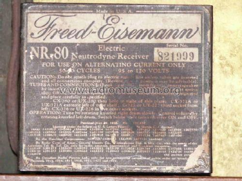 NR-80W-AC wood; Freed-Eisemann Radio (ID = 905366) Radio
