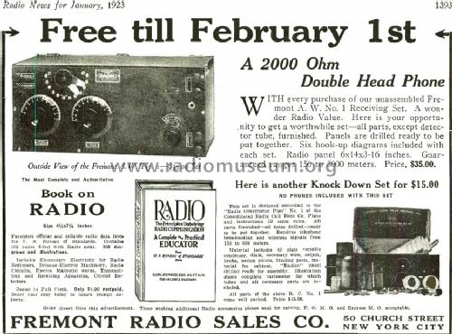 Fremont A. W. No. 1 ; Fremont Radio Sales (ID = 1545903) Kit