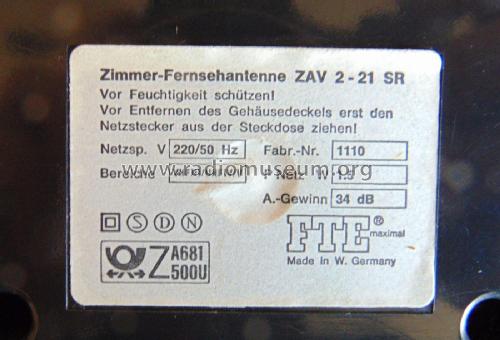 Zimmer-Fernsehantenne ZAV 2-21 SR; FTE Maximal; Ober- (ID = 2428436) Antenna