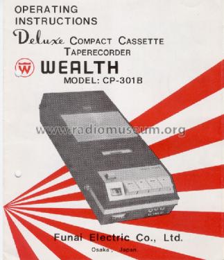 Wealth Deluxe Compact Cassette Taperecorder CP-301B; Funai Electric Co., (ID = 1668064) R-Player