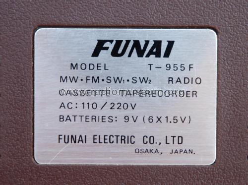 Radio Cassette Tape Recorder T-955F; Funai Electric Co., (ID = 2245081) Radio