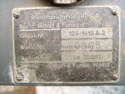 Röhrenprüfgerät RPG4/2 124-1415 A-2 Anforderz. Ln 25557; Funke, Max, Weida/Th (ID = 1671423) Ausrüstung