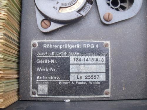 Röhrenprüfgerät RPG4/3 124-1415 A-3; Funke, Max, Weida/Th (ID = 614148) Ausrüstung