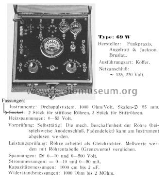 Röhren-Prüfgerät 69W; Funkpraxis; Breslau (ID = 2222881) Equipment