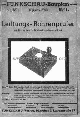 Leistungs-Röhrenprüfer M1; Funkschau, Franzis- (ID = 355177) Kit