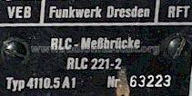 RLC-Messbrücke 221-2; Funkwerk Dresden, (ID = 401517) Equipment