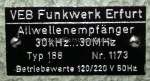 Allwellenempfänger 'Erfurt' AWE188 ; Funkwerk Erfurt, VEB (ID = 134612) Commercial Re