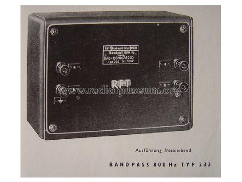 Bandpass 800 Hz Typ 233; Funkwerk Erfurt, VEB (ID = 737310) Equipment