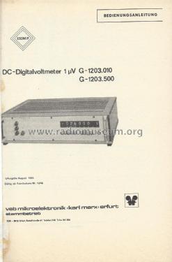 DC-Digitalvoltmeter G-1203.500; Funkwerk Erfurt, VEB (ID = 1885088) Ausrüstung