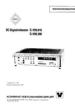 DC-Digitalvoltmeter G-1210.500; Funkwerk Erfurt, VEB (ID = 2379291) Equipment