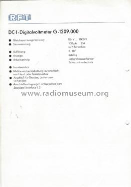 DC-I-Digitalvoltmeter G-1209.500; Funkwerk Erfurt, VEB (ID = 1883370) Ausrüstung