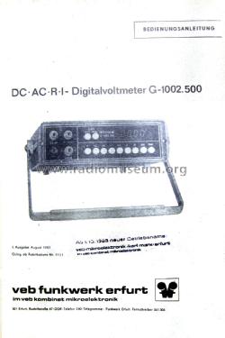 Digitalvoltmeter G-1002.500; Funkwerk Erfurt, VEB (ID = 2255833) Ausrüstung