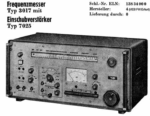 Frequenzmesser 3017; Funkwerk Erfurt, VEB (ID = 935118) Equipment