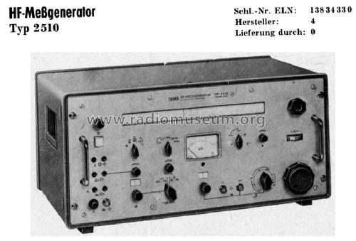 HF-Messgenerator 2510; Funkwerk Erfurt, VEB (ID = 1493807) Equipment