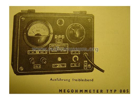 Megohmmeter 005; Funkwerk Erfurt, VEB (ID = 734218) Ausrüstung