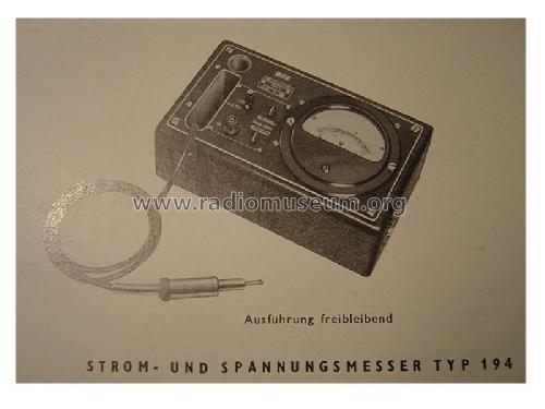 Strom- und Spannungsmesser Typ 194; Funkwerk Erfurt, VEB (ID = 735585) Equipment