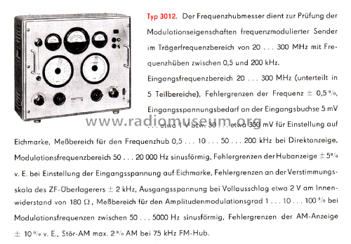 UKW- Frequenzhubmesser 3012; Funkwerk Erfurt, VEB (ID = 2750853) Equipment